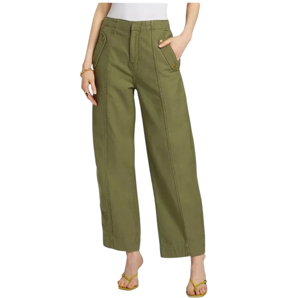FRAME Utility Barrel Pants Ripstop Cotton Winter Moss Green Women's 24 NWT